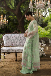 Embroidered chiffon unstitched party wear.