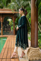 DA-1858 GREEN EMBROIDERED KURTA