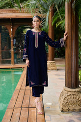 DA-1875 BLUE EMBROIDERED KURTA
