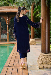 DA-1875 BLUE EMBROIDERED KURTA