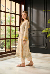 DC-2282 BEIGE 2PCS EMBROIDERED KURTA WITH TROUSER