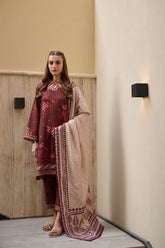 DC-2279 MAROON 2PCS EMBROIDERED KURTA WITH TROUSER