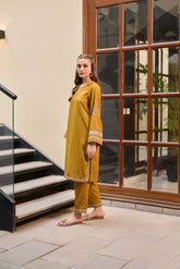 DC-2290 MUSTARD 2PCS EMBROIDERED KURTA WITH TROUSER