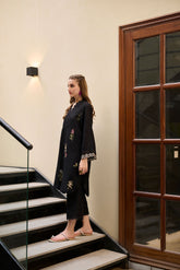 DC-2298 BLACK 2PCS EMBROIDERED KURTA WITH TROUSER