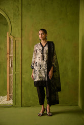 SS24DA-2467 GREY 2PCS EMBROIDERED KURTA WITH TROUSER