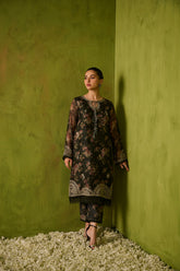 SS24DA-2474 DARK GREEN 2PCS EMBROIDERED KURTA WITH TROUSER