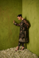 SS24DA-2474 DARK GREEN 2PCS EMBROIDERED KURTA WITH TROUSER