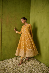 SS24DA-2479 MUSTARD 2PCS EMBROIDERED KURTA WITH TROUSER