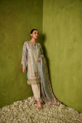 SS24DA-2470 GREEN 2PCS EMBROIDERED KURTA WITH TROUSER