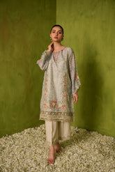 SS24DA-2470 GREEN 2PCS EMBROIDERED KURTA WITH TROUSER