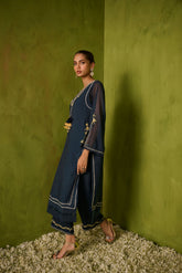 SS24DA-2422 NAVY BLUE 2PCS EMBROIDERED KURTA WITH TROUSER