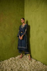 SS24DA-2422 NAVY BLUE 2PCS EMBROIDERED KURTA WITH TROUSER