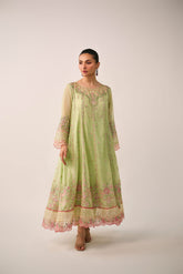 SS24DA-3195 L-GREEN 2PCS EMBROIDERED KURTA WITH TROUSER