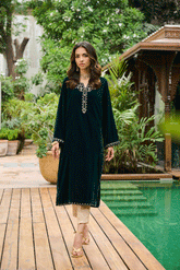 DA-1870 GREEN EMBROIDERED KURTA