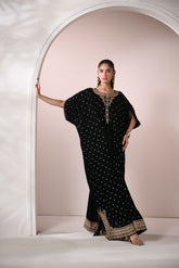 FW24DA-1897 BLACK 1PCS EMBROIDERED KAFTAN