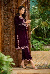 DA-2230 PURPLE EMBROIDERED KURTA