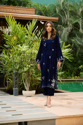 DA-2232 BLUE EMBROIDERED KURTA