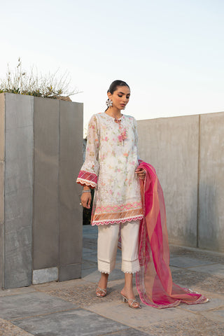 SS24DA-2291 L-PINK EMBROIDERED KURTA WITH TROUSER
