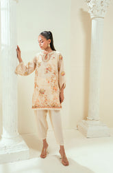 SS24DA-2586 BEIGE 2PCS EMBROIDERED KURTA WITH TROUSER