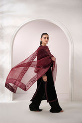 FW24DA-2607 BLACK 2PCS EMBROIDERED KURTA WITH TROUSER