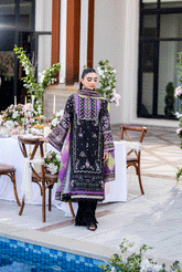 Silk Tunic - 2PCS HAND EMBELLISHED SHIRT WITH TROUSER-SS25DA-2690 BLACK