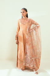 SS24DD-2694 PEACH EMBROIDERED DUPATTA