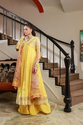 SS25DA-2713 YELLOW 2PCS EMBROIDERED KURTA WITH TROUSER