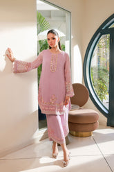 SS25DA-2718 L-PURPLE 2PCS EMBROIDERED KURTA WITH TROUSER