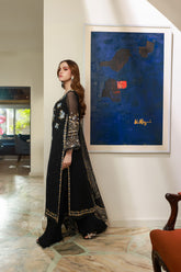 SS25DA-2720 BLACK 2PCS EMBROIDERED KURTA WITH TROUSER