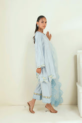 SS25DD-2731 BLUE EMBROIDERED DUPATTA