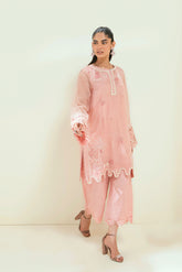 SS25DA-2737 PINK 2PCS EMBROIDERED KURTA WITH TROUSER