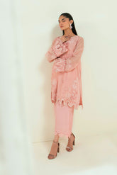 SS25DA-2737 PINK 2PCS EMBROIDERED KURTA WITH TROUSER