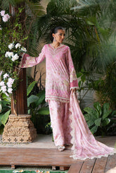 SS25DA-2756 PINK 2PCS EMBROIDERED KURTA WITH TROUSER