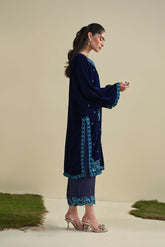 FW25DA-2801 NAVY BLUE 2PCS EMBROIDERED KURTA WITH TROUSER