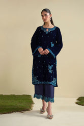 FW25DA-2801 NAVY BLUE 2PCS EMBROIDERED KURTA WITH TROUSER