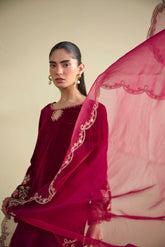 FW25DD-2804 MAROON EMBROIDERED DUPATTA