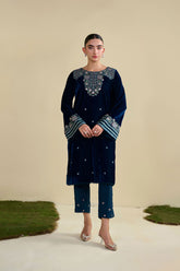 FW25DA-2807 TURQUOISE BLUE 2PCS EMBROIDERED KURTA WITH TROUSER