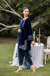 FW25DA-2814 NAVY BLUE 2PCS EMBROIDERED KURTA WITH TROUSER