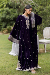 FW25DA-2818 PURPLE 2PCS EMBROIDERED KURTA WITH TROUSER