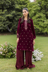FW25DA-2826 MAROON 2PCS EMBROIDERED KURTA WITH TROUSER