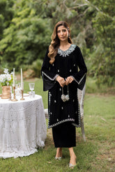 FW25DA-2833 BLACK 2PCS EMBROIDERED KURTA WITH TROUSER