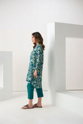 DC-2293 DARK GREEN 2PCS PRINTED KURTA WITH TROUSER