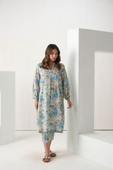 DC-2294 SKY BLUE 2PCS EMBROIDERED KURTA WITH TROUSER