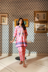 SS24DC-2529 PINK LAWN 2PCS PRINTED KURTA WITH TROUSER