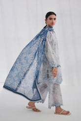 SS25DC-2562 GREY COTTON JACQUARD 2PCS EMBROIDERED KURTA WITH TROUSER