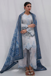 SS25DC-2562 GREY COTTON JACQUARD 2PCS EMBROIDERED KURTA WITH TROUSER