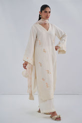 SS25DD-2565 OFF WHITE EMBRODERED DUPATTA