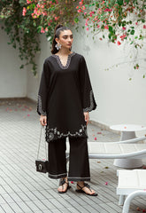 SS25DC-2575 BLACK 2PCS EMBROIDERED KURTA WITH TROUSER