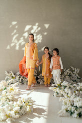 SS25DK-0190 - OFF WHITE - KURTA ,PAJAMA & WAIST COAT - 3PCS