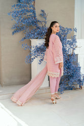 SS25DA-2702 LIGHT PINK 2PCS EMBROIDERED KURTA WITH TROUSER